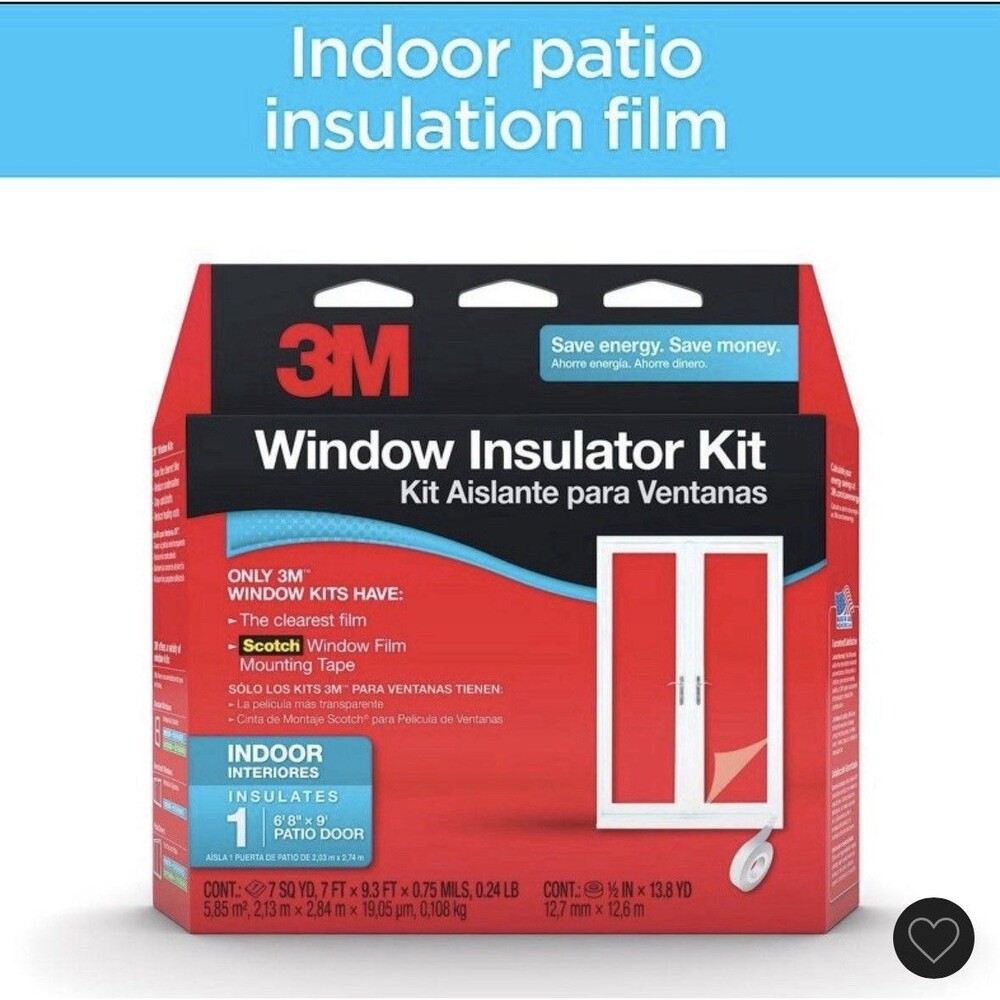 Window Insulator Kit Indoor By 3M (6ft 8in x 9ft) Patio Door Clear Film SEALED